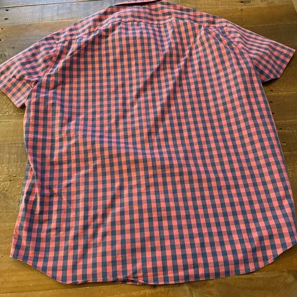 J. Crew Blue and Pink Checkered Performance Short Sleeve Shirt - Picture 3 of 4